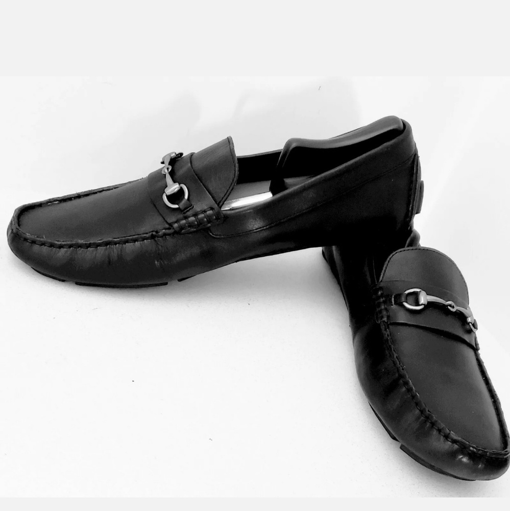 Cole Haan Black Leather Buckle Slip On Loafers 13M